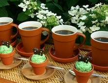 Mini Flower Pots of Chocolate Mint Ice Cream